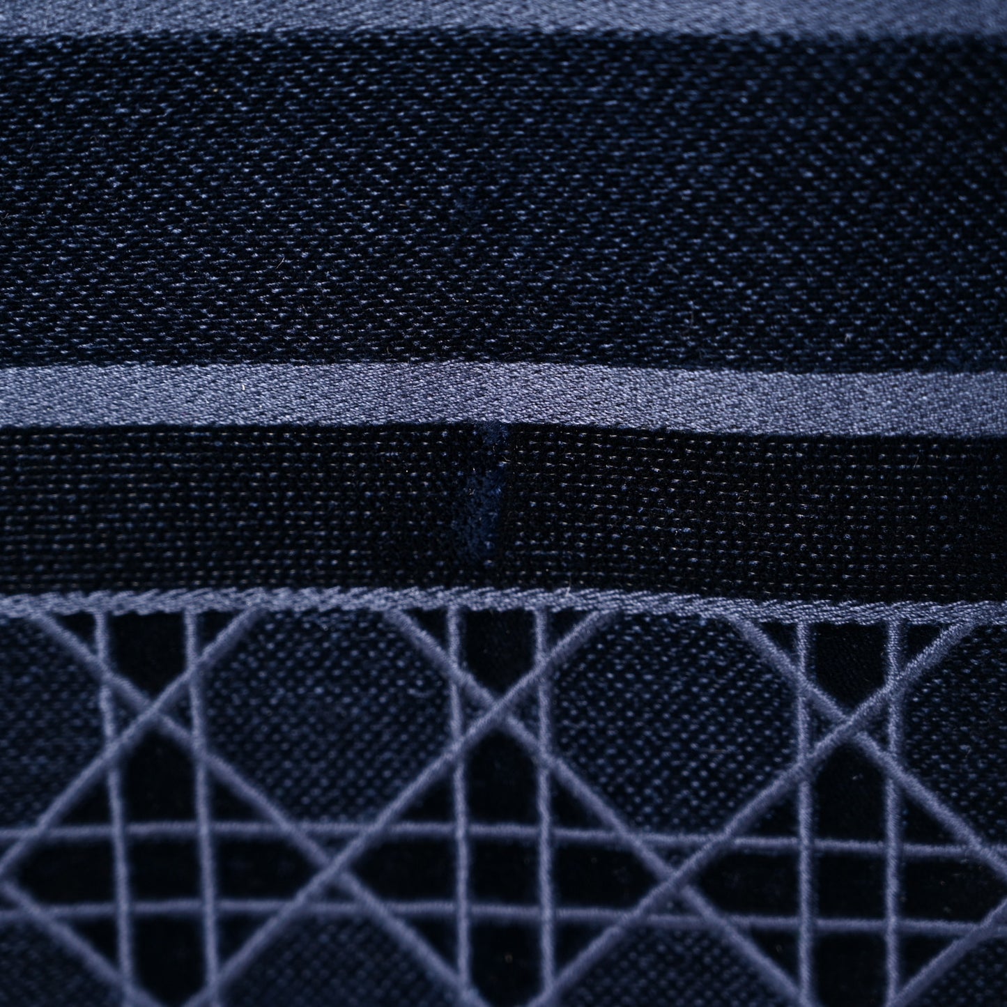 Velvet Cannage Large Book Tote Navy Blue