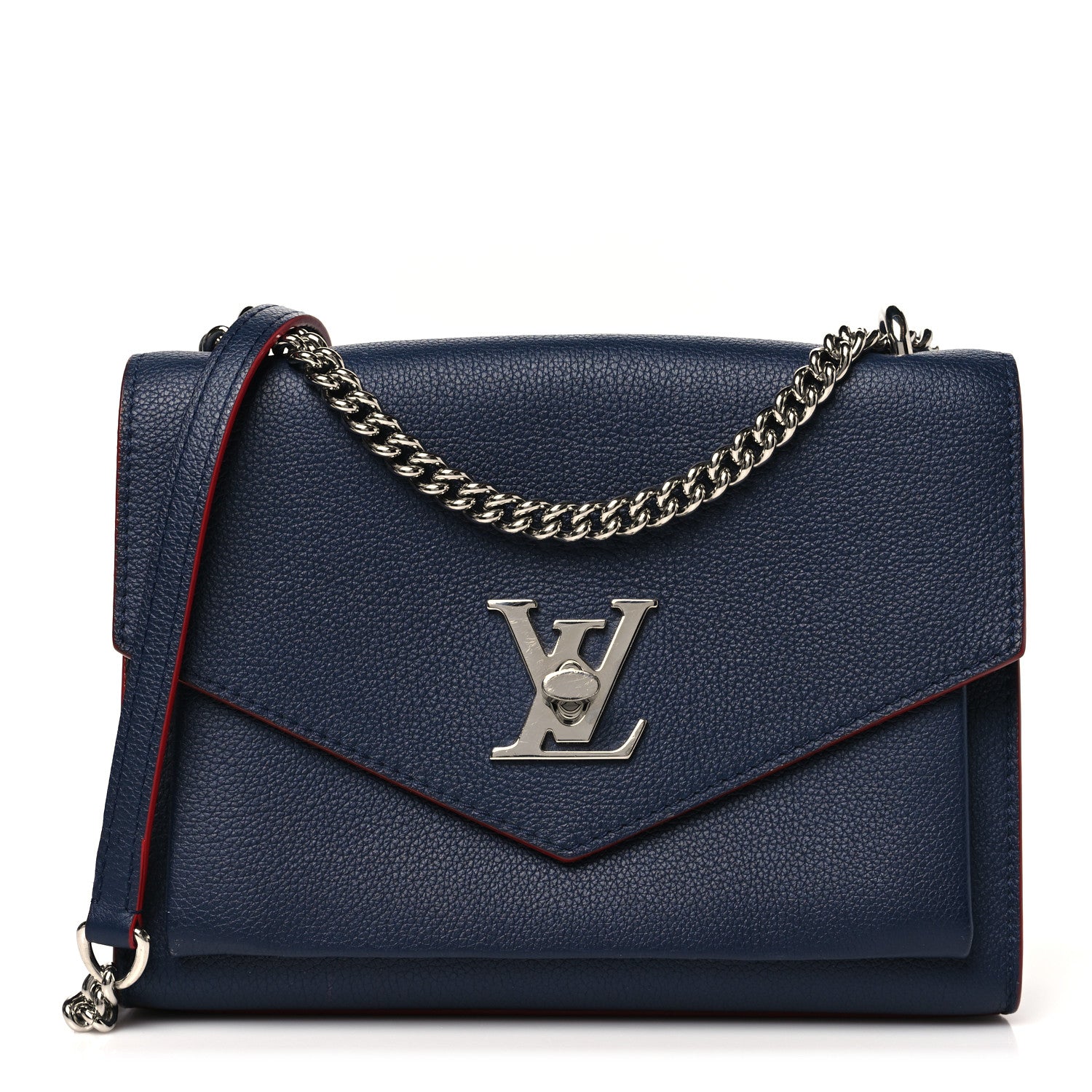 Louis Vuitton Soft Calfskin Mylockme Chain Bag BB Marine Rouge 1 of 11