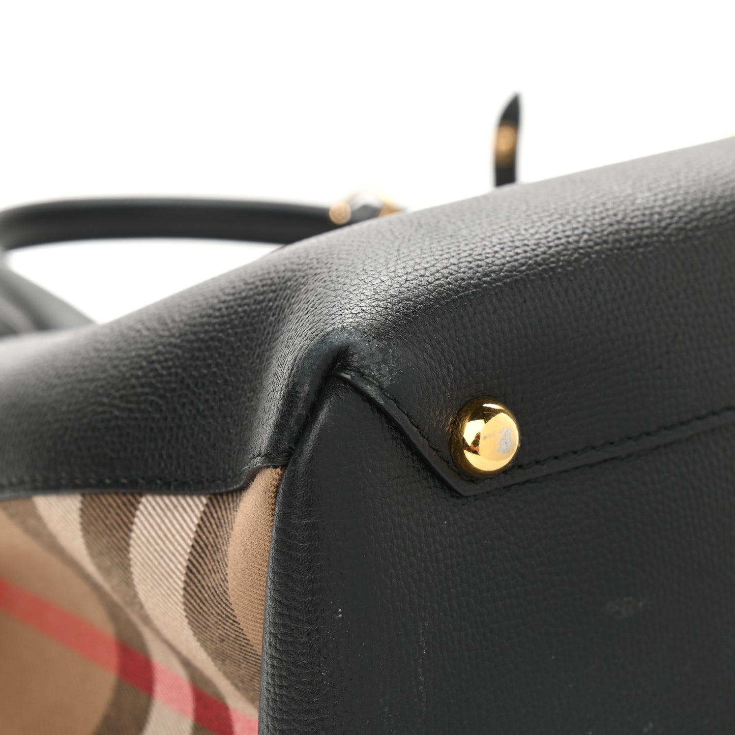 Grainy Calfskin House Check Medium Banner Tote Black