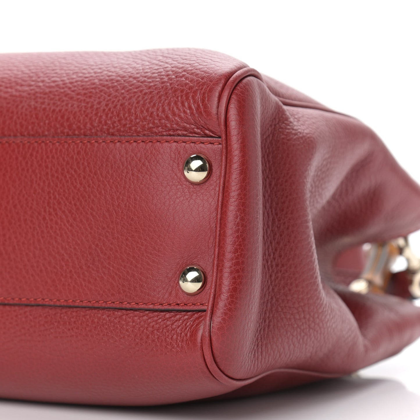 Calfskin Small Bamboo Shopper Tote Red