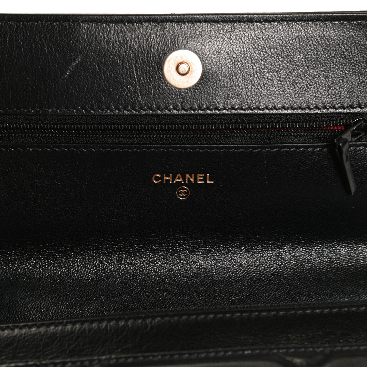 Goatskin Quilted Chanel 19 Wallet On Chain WOC Black