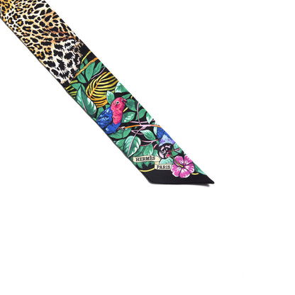 Hermes Silk Jungle Love Love Twilly Black Vert Rose Vif 4 of 5