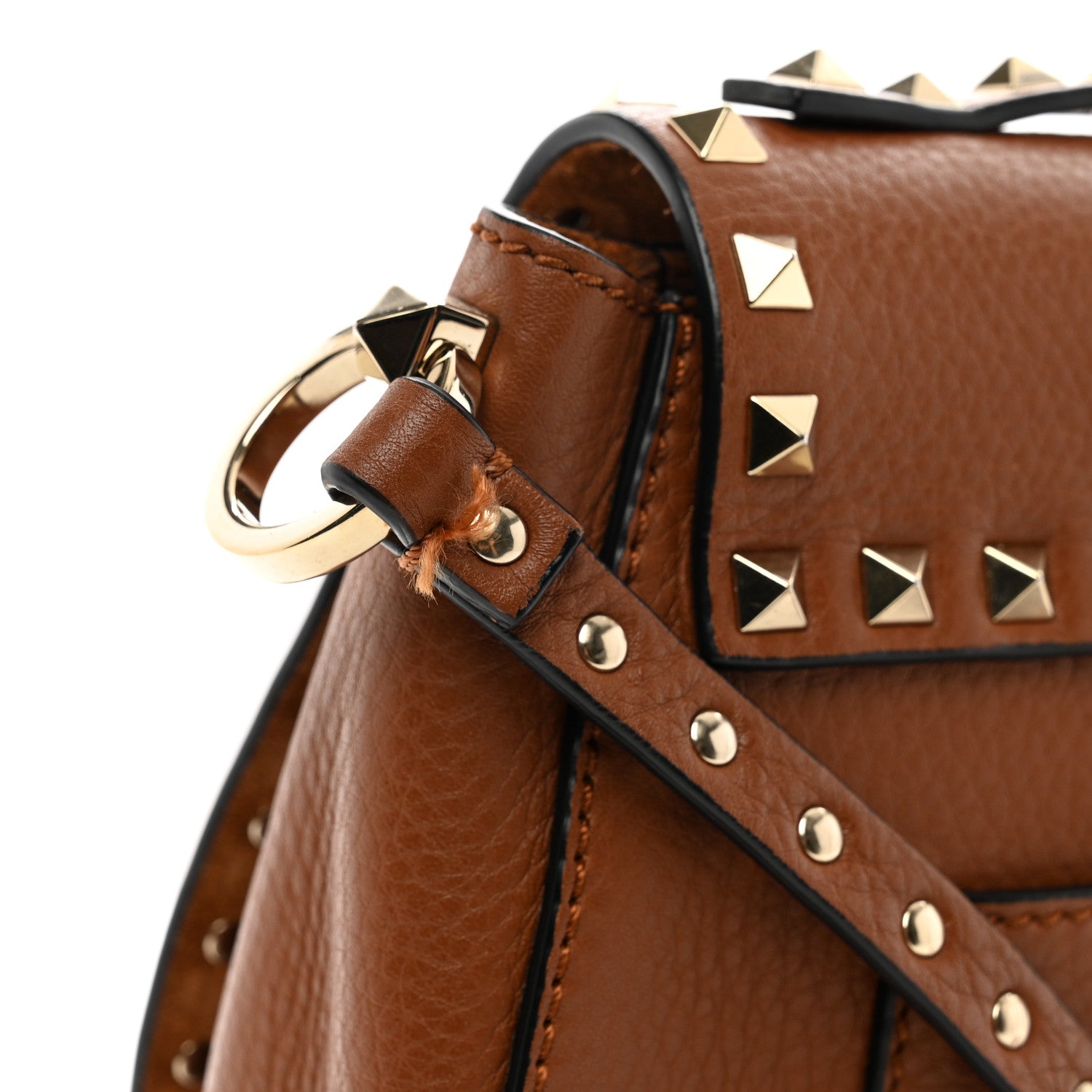 Valentino Garavani Pebbled Calfskin Rockstud Saddle Bag Saddle Brown 10 of 10