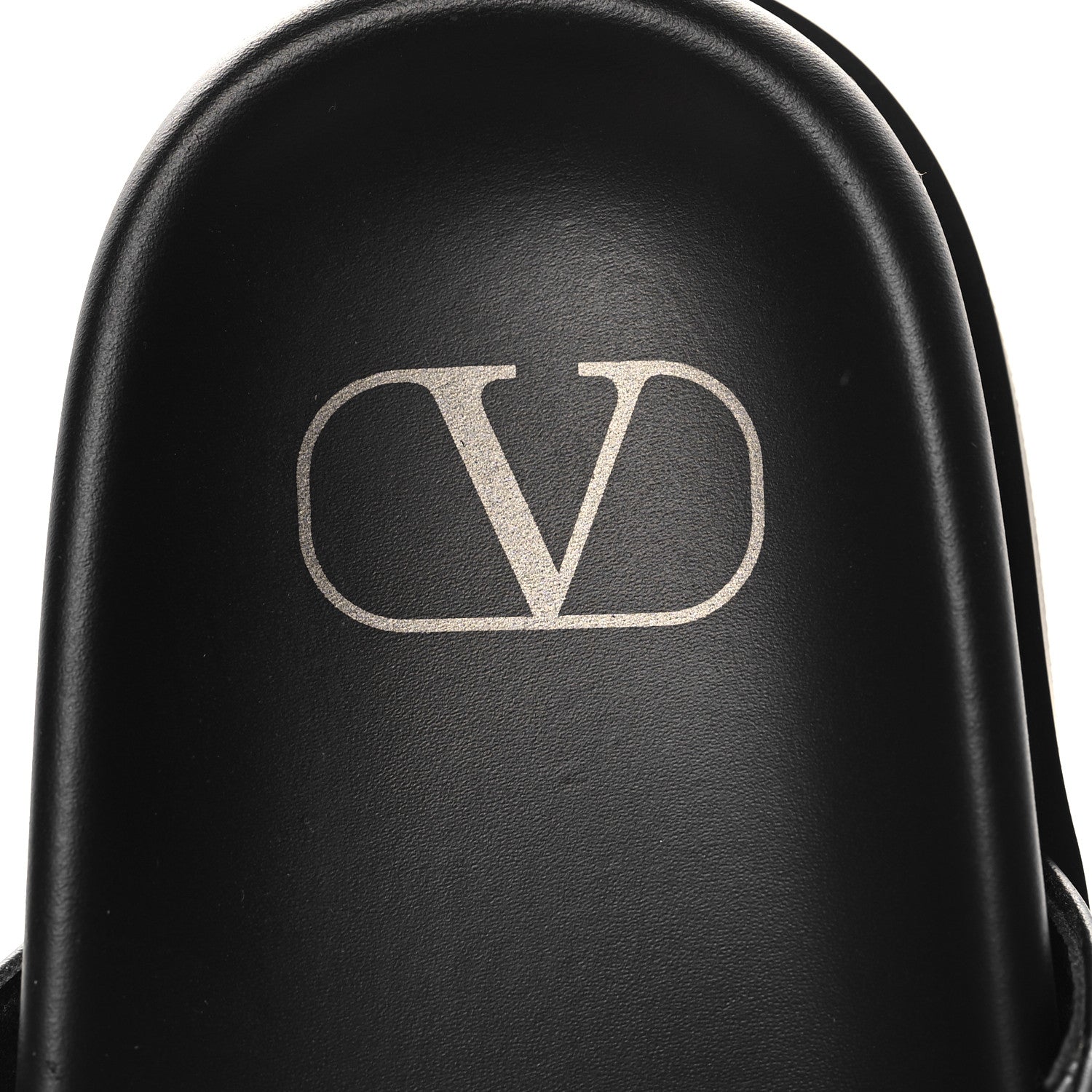 Valentino Garavani Calfskin Roman Stud Slide Sandals 37 Black 9 of 9