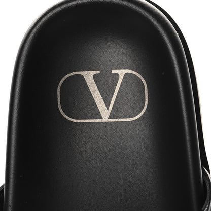 Valentino Garavani Calfskin Roman Stud Slide Sandals 37 Black 9 of 9