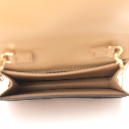 Fendi Vitello Termolagoon F is Fendi FF 1974 Embossed Geometric Flap Wallet On Chain Miele Scuro 5 of 9