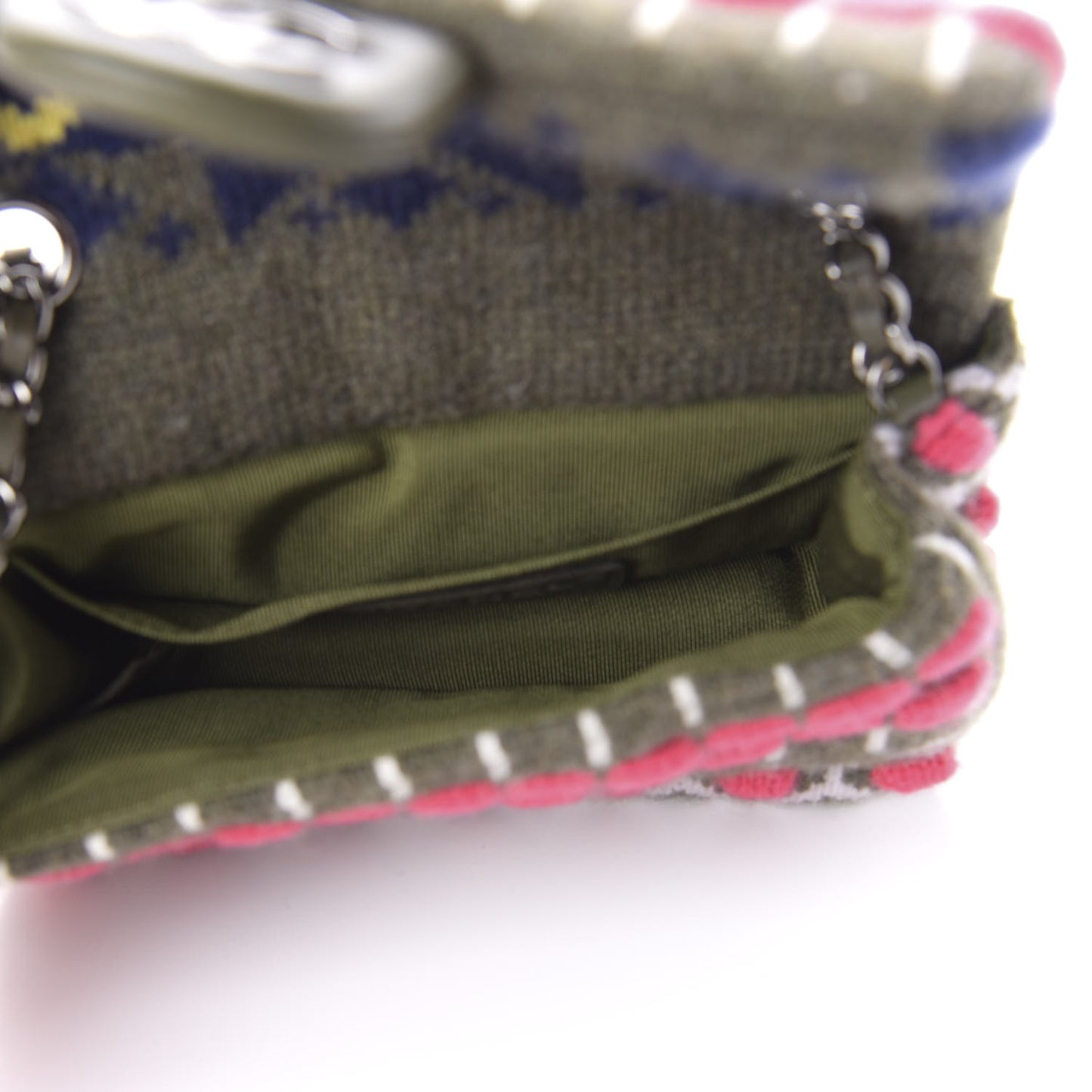 Cashmere Knit Extra Mini Single Flap Khaki Multicolor