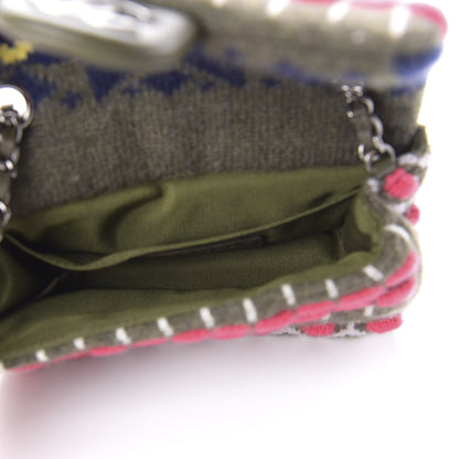 Chanel Cashmere Knit Extra Mini Single Flap Khaki Multicolor 5 of 11