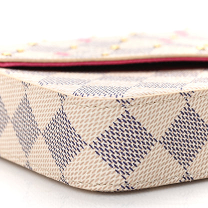 Louis Vuitton Damier Azur Studded Pochette Felicie Chain Wallet Fuchsia 8 of 9