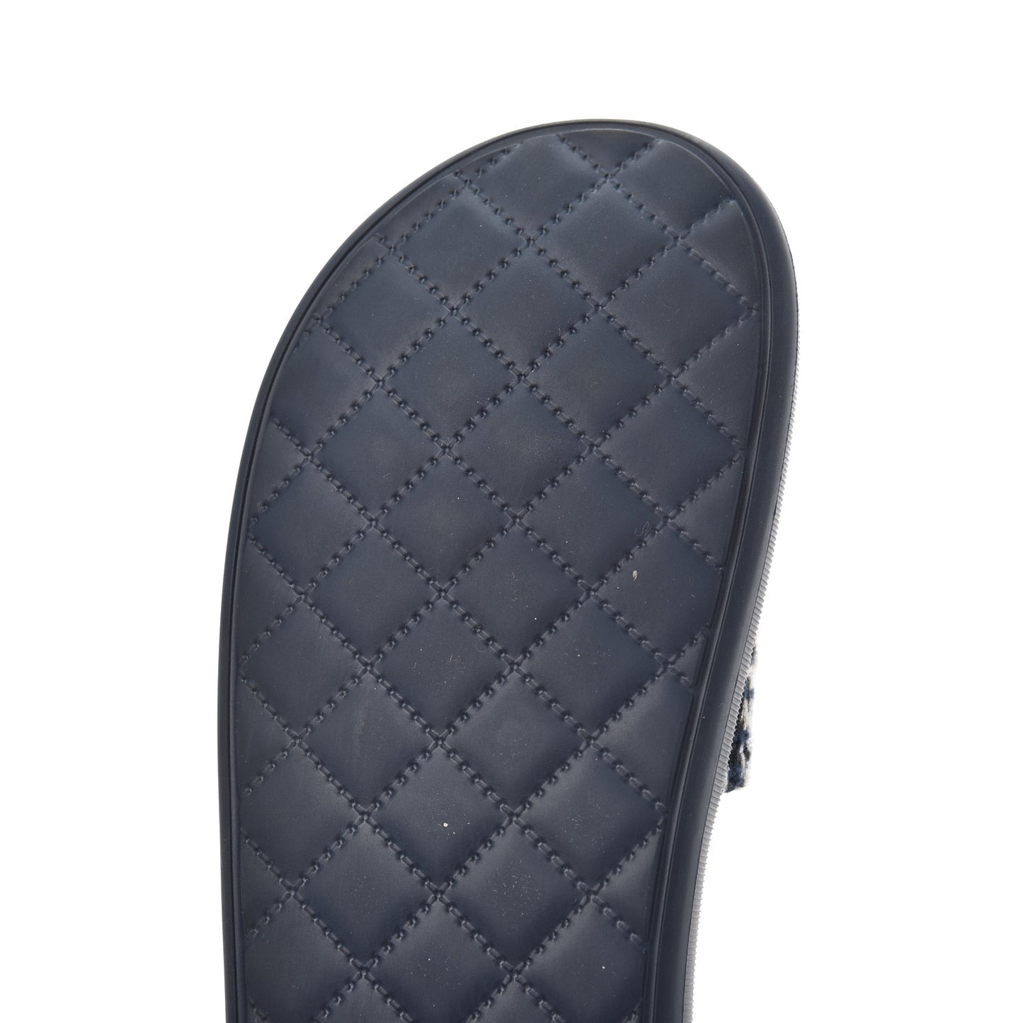 Tweed Rubber CC Flat Mules 36 Navy