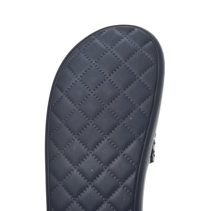 Chanel Tweed Rubber CC Flat Mules 36 Navy 11 of 14