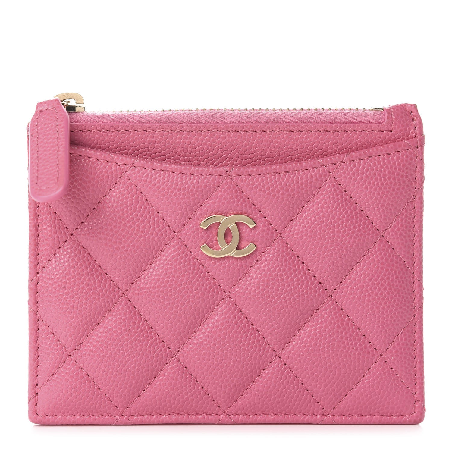 Chanel Caviar Quilted CC Zip Card Holder Pink 1 of 7