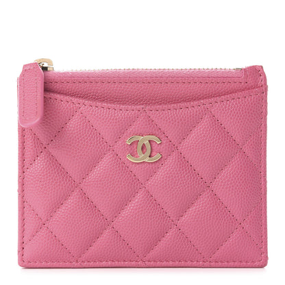 Chanel Caviar Quilted CC Zip Card Holder Pink 1 of 7