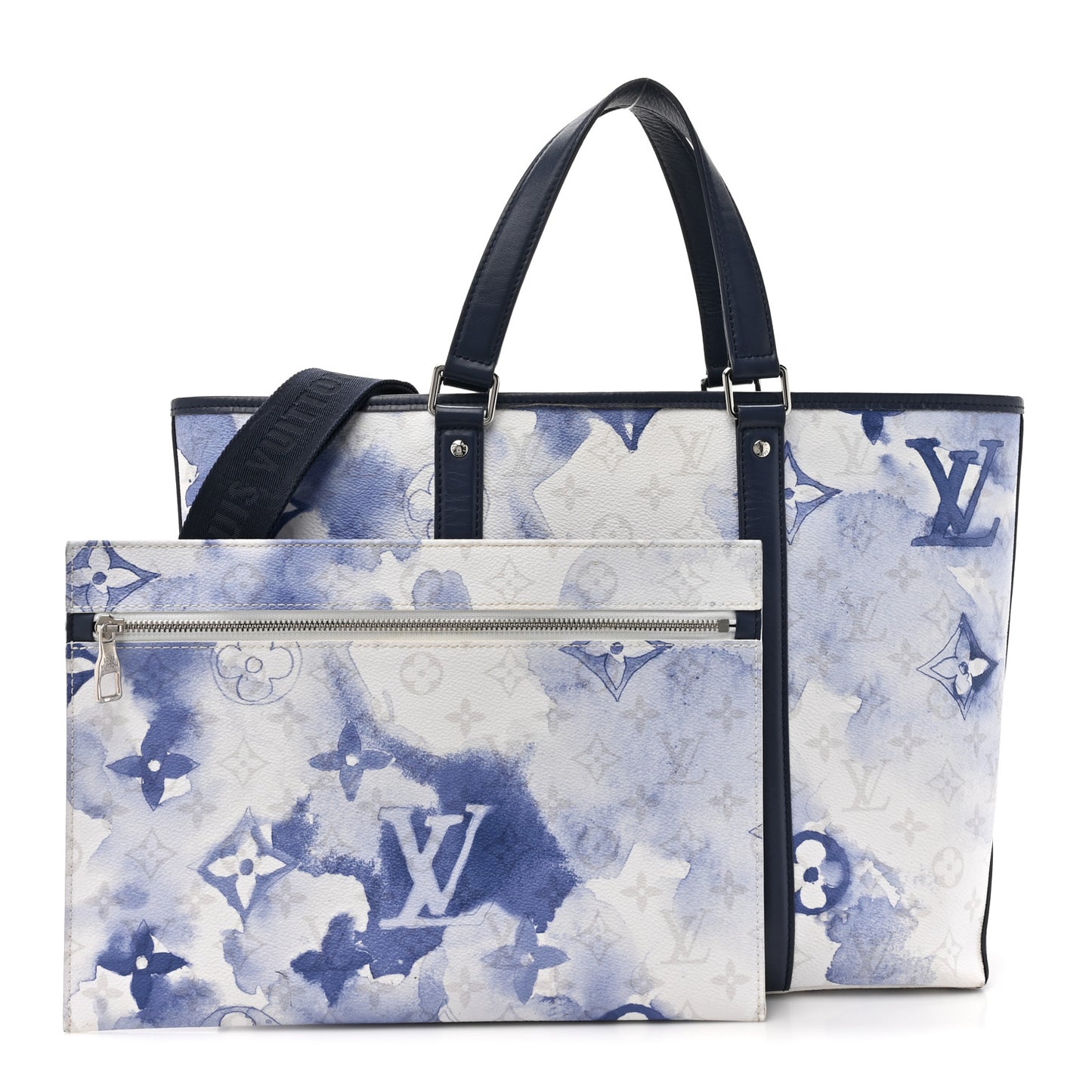 Monogram Watercolor New Tote PM Blue
