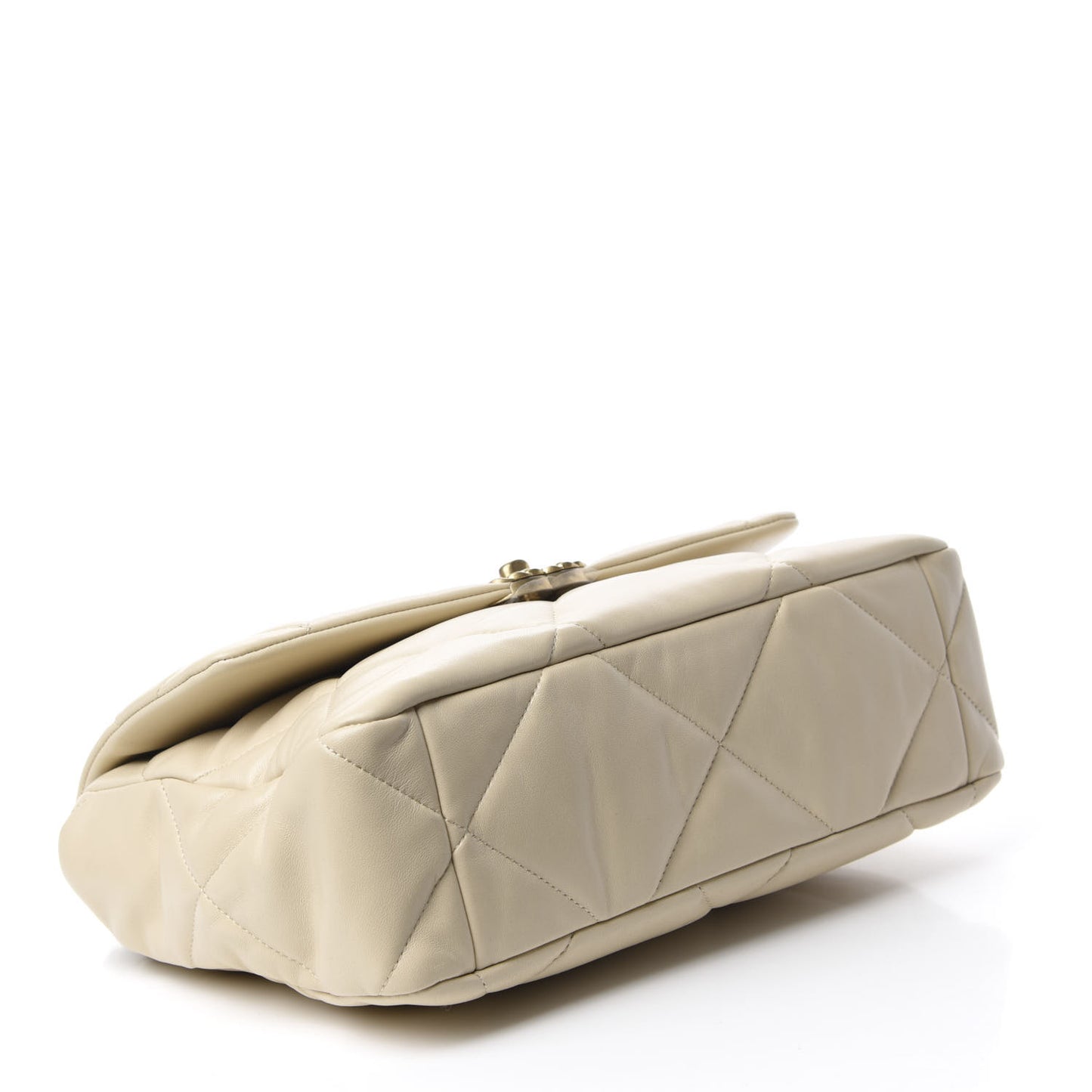 Lambskin Quilted Large 19 Flap Beige