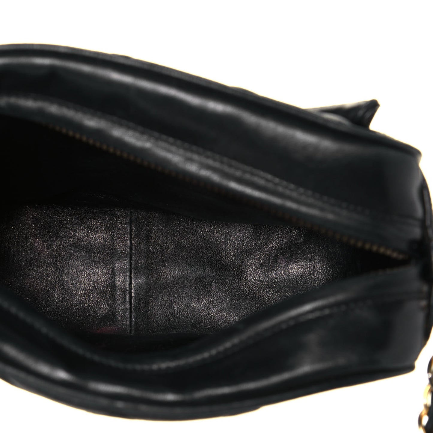 Lambskin Quilted Tassel Camera Case Black