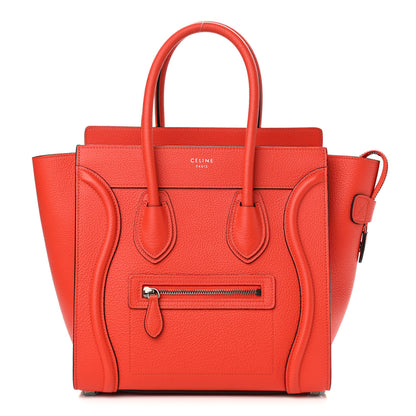 Celine Drummed Calfskin Micro Luggage Vermillion 1 of 12