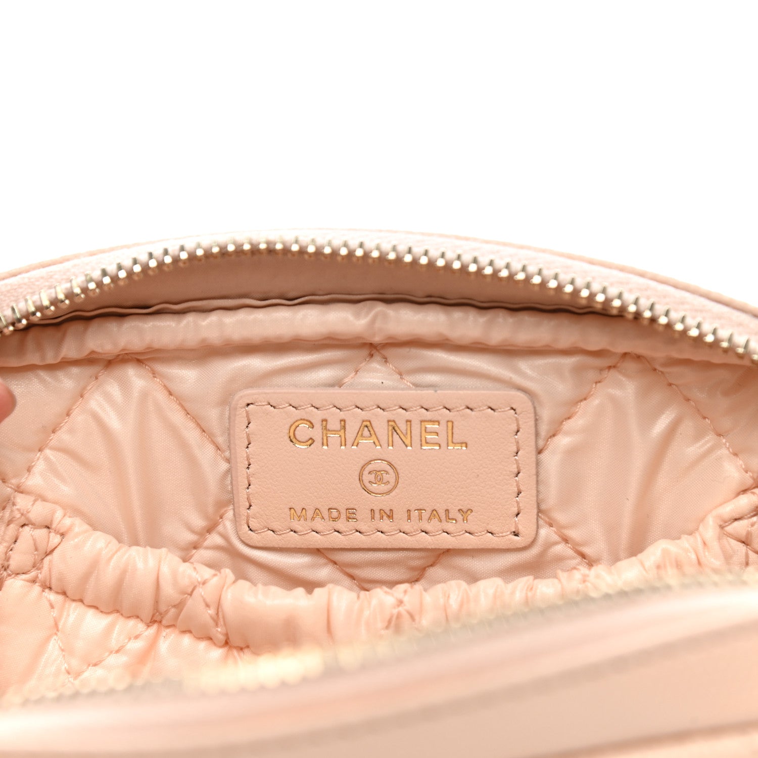 Chanel Caviar Quilted Small Curvy Pouch Cosmetic Case Light Beige 5 of 10