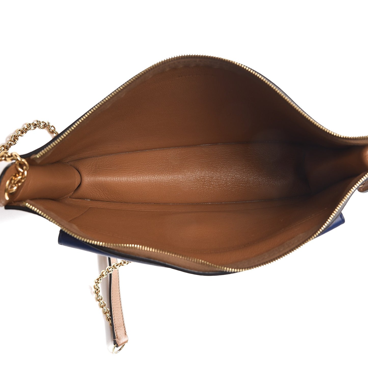 Smooth Calfskin Medium Pocket Clutch On Chain Indigo