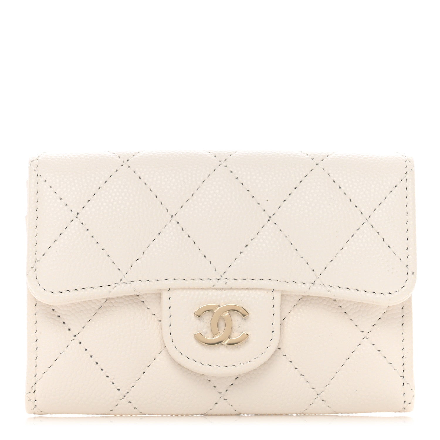 Chanel Caviar Quilted Flap Card Holder Wallet White 1 of 9