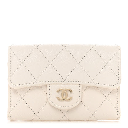 Chanel Caviar Quilted Flap Card Holder Wallet White 1 of 9