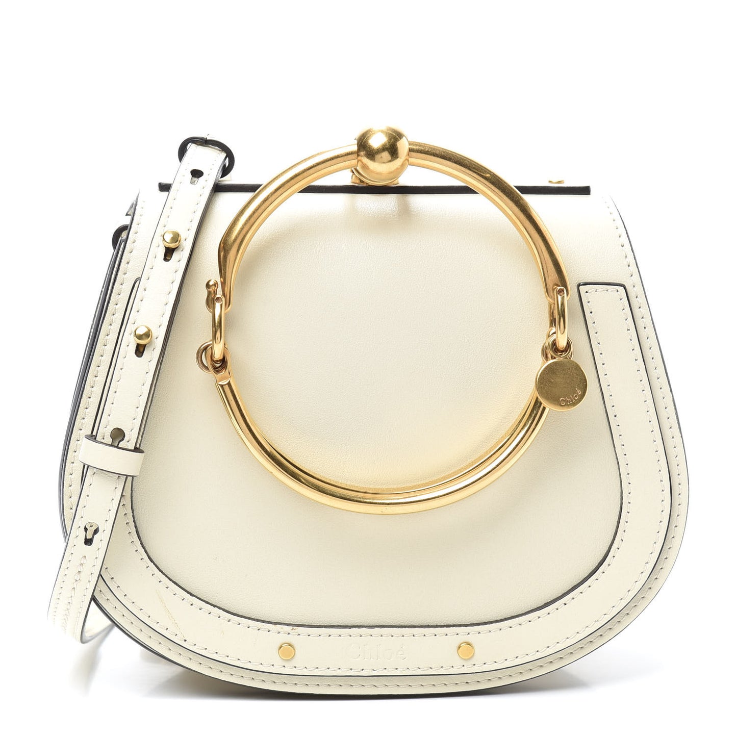 Calfskin Suede Small Nile Bracelet Bag Off White