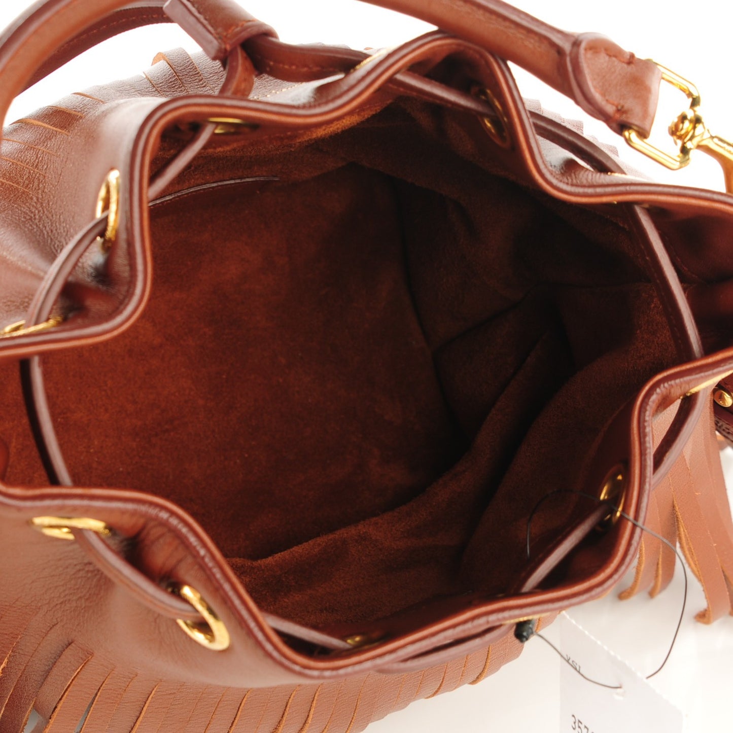Calfskin Small Emmanuelle Fringe Bucket Bag Cotto