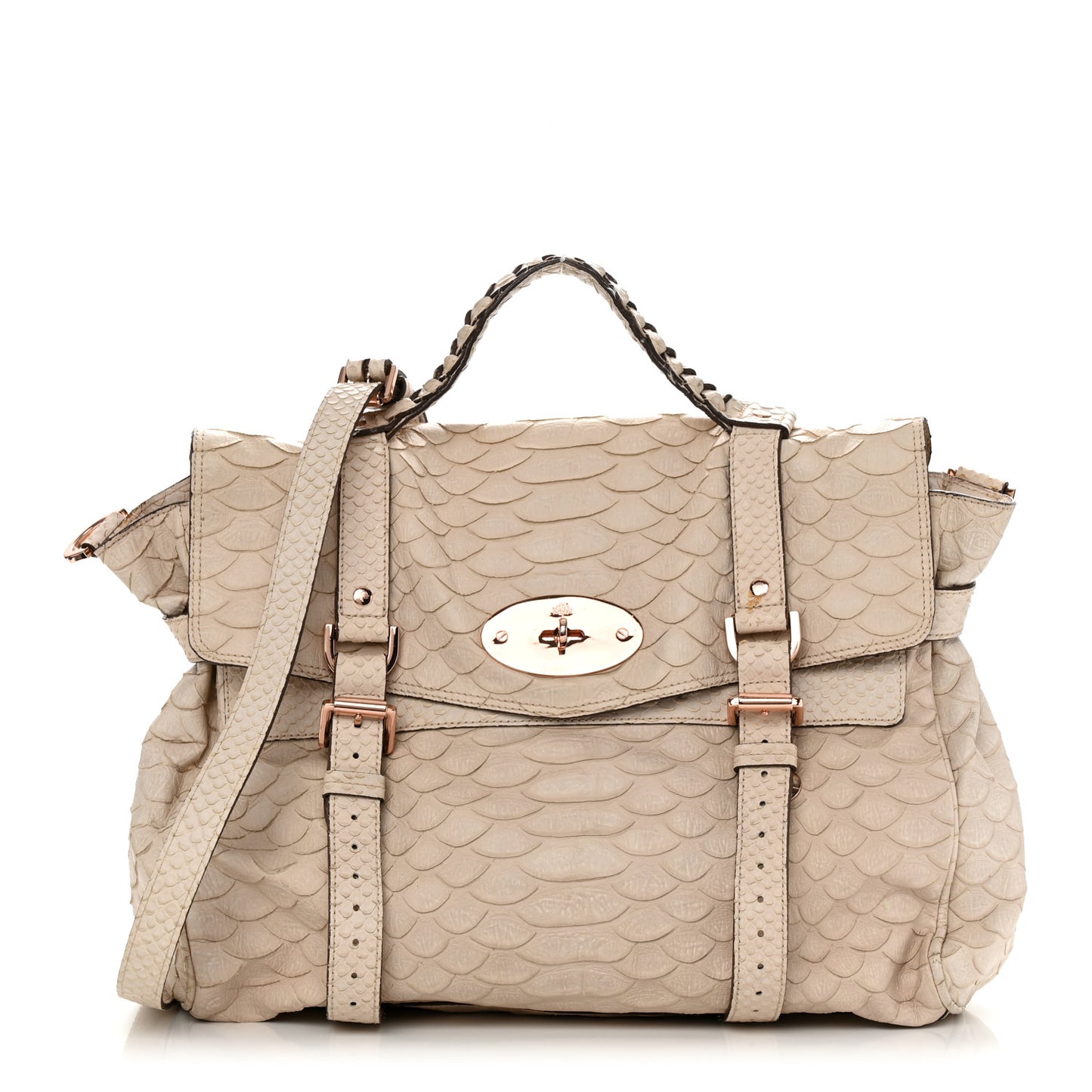 Silky Snake Print Oversized Alexa Pebbled Beige