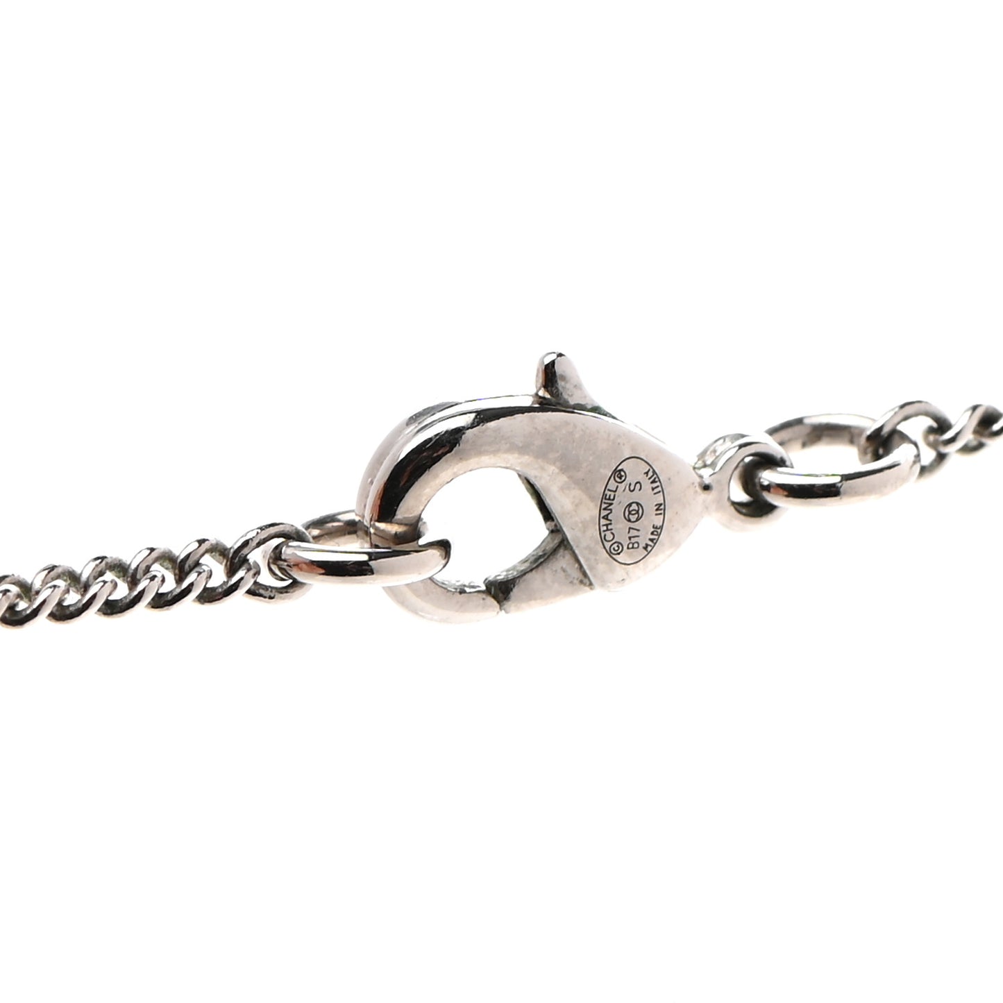 Crystal Strass Cross CC Pendant Necklace Silver