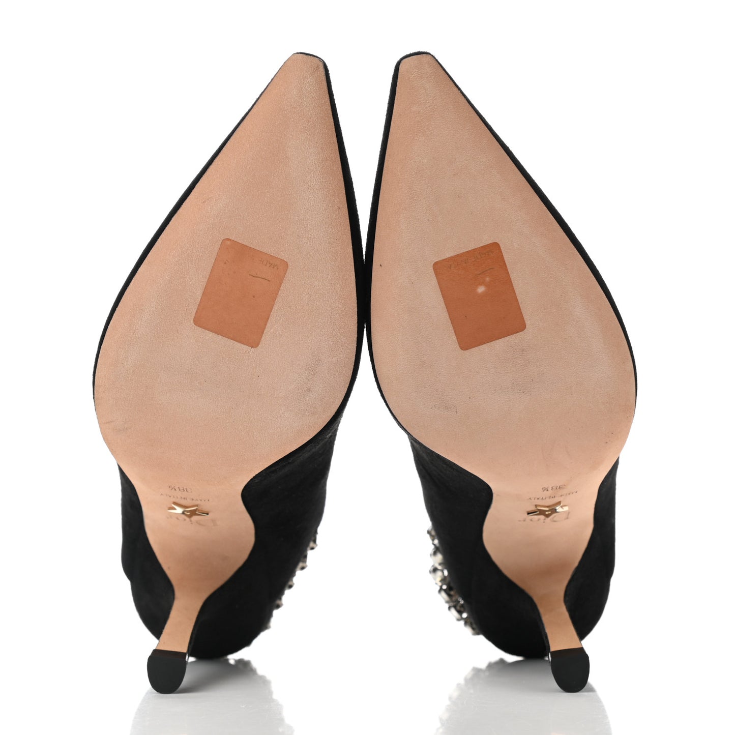 Suede Crystal Diorich Slingback Pumps 38.5 Black