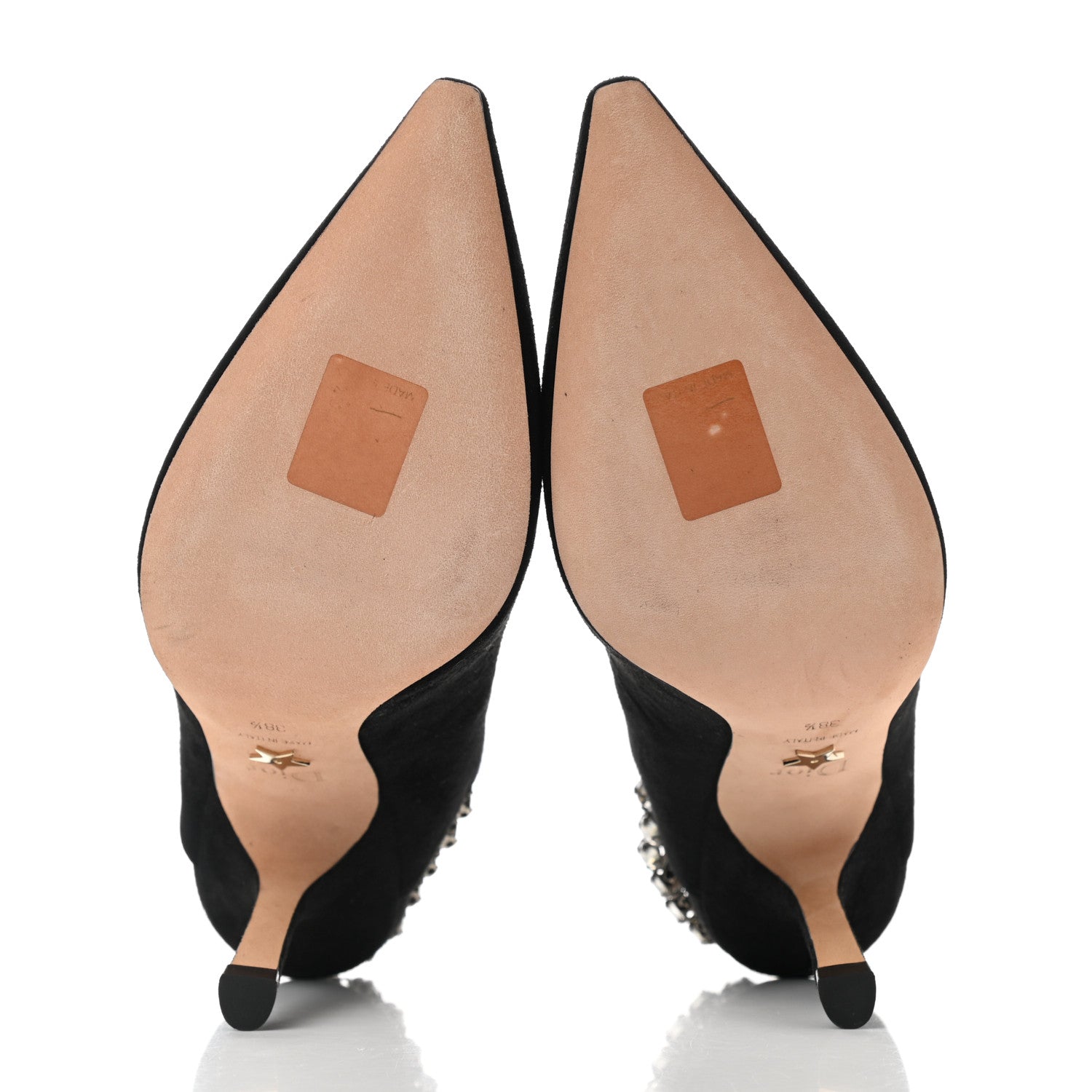 Christian Dior Suede Crystal Diorich Slingback Pumps 38.5 Black 5 of 9
