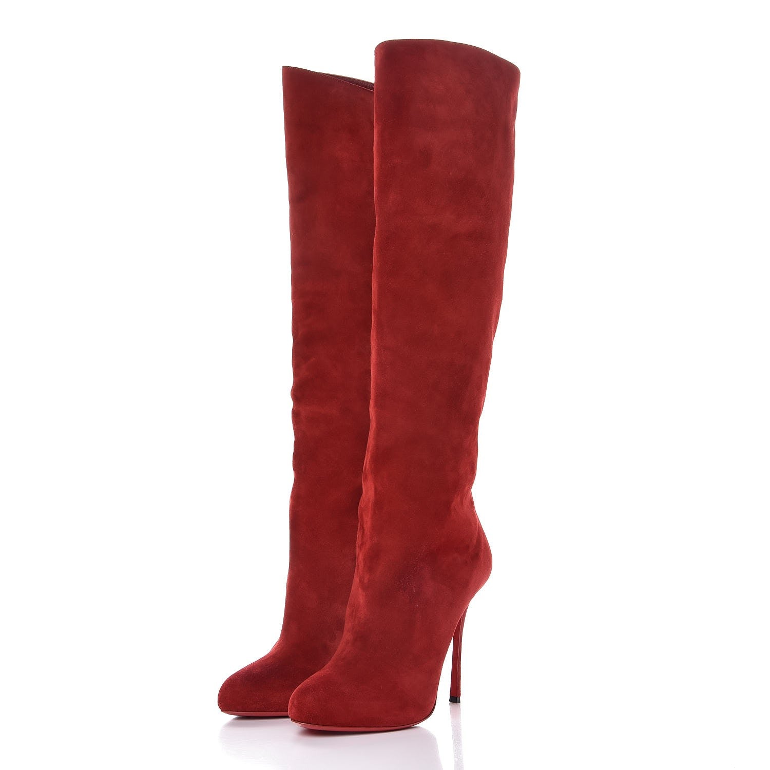Christian Louboutin Veau Velours Vitish 100 Boots 42 Carmin 3 of 12