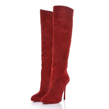 Christian Louboutin Veau Velours Vitish 100 Boots 42 Carmin 3 of 12
