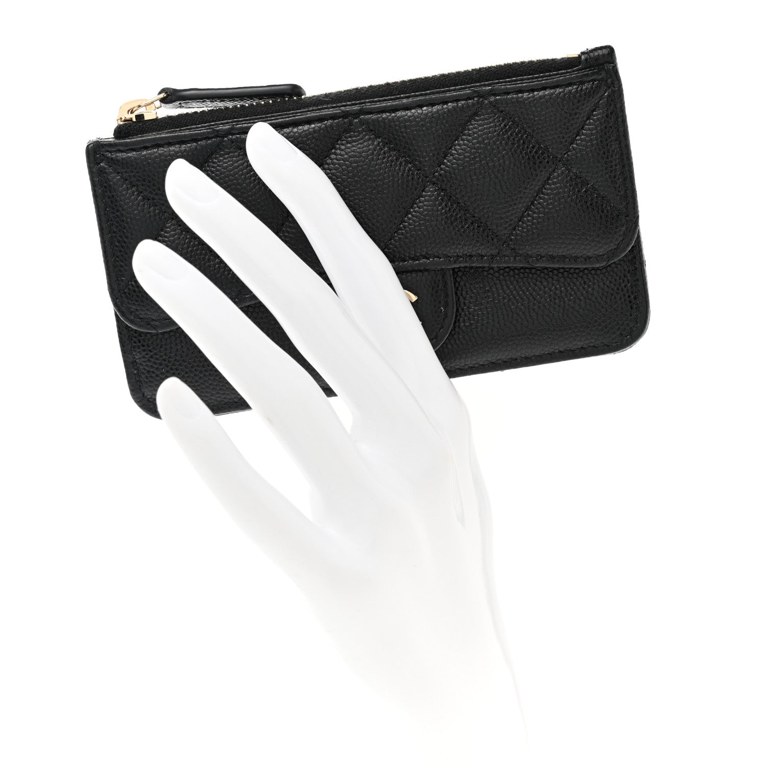 Chanel Caviar Quilted Flap Zip Card Holder Black 2 of 9