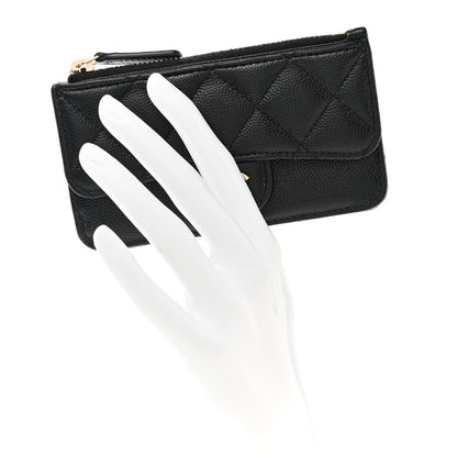 Chanel Caviar Quilted Flap Zip Card Holder Black 2 of 9