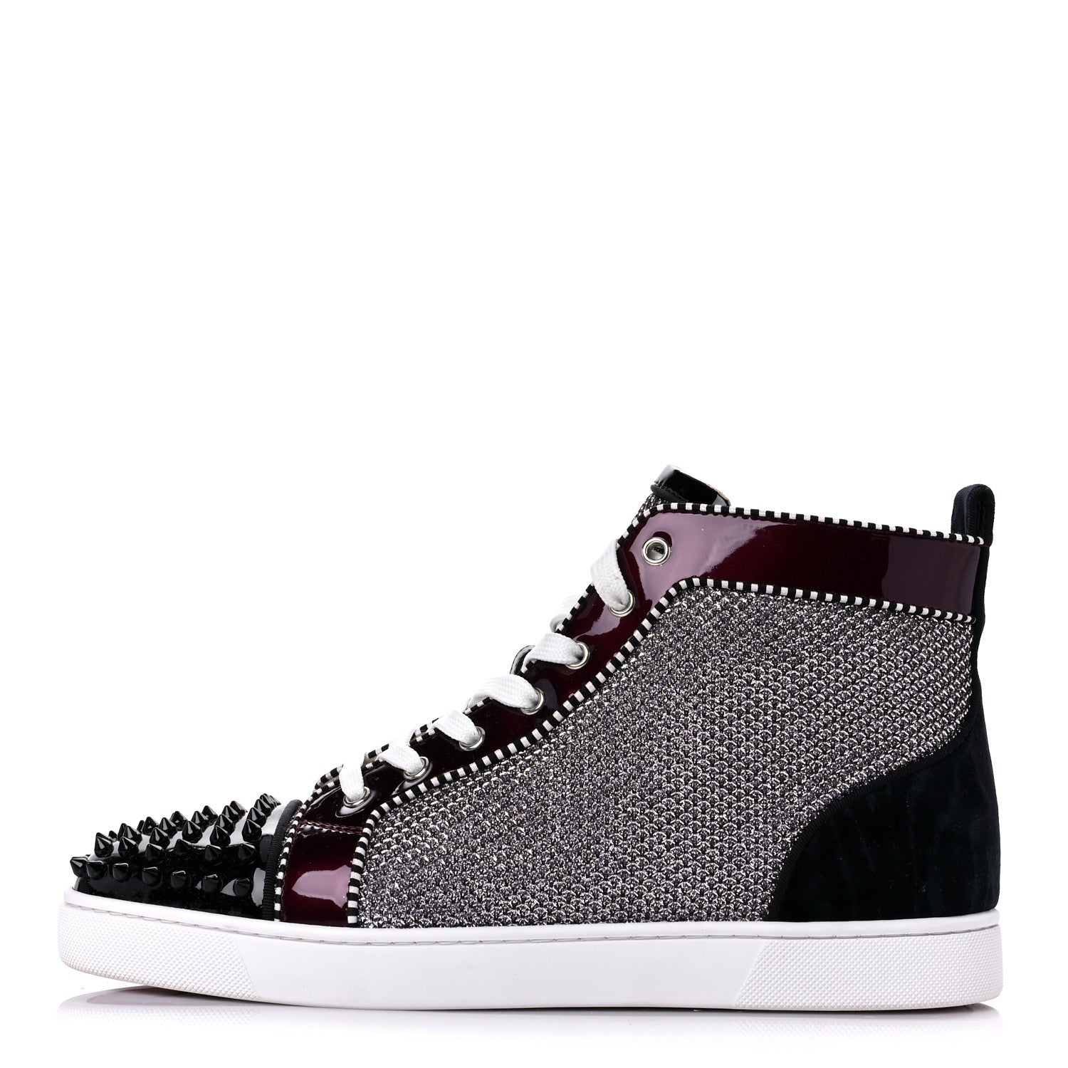 Christian Louboutin Lame Lou Spikes Flat Sneakers 45 Antic Silver 1 of 12