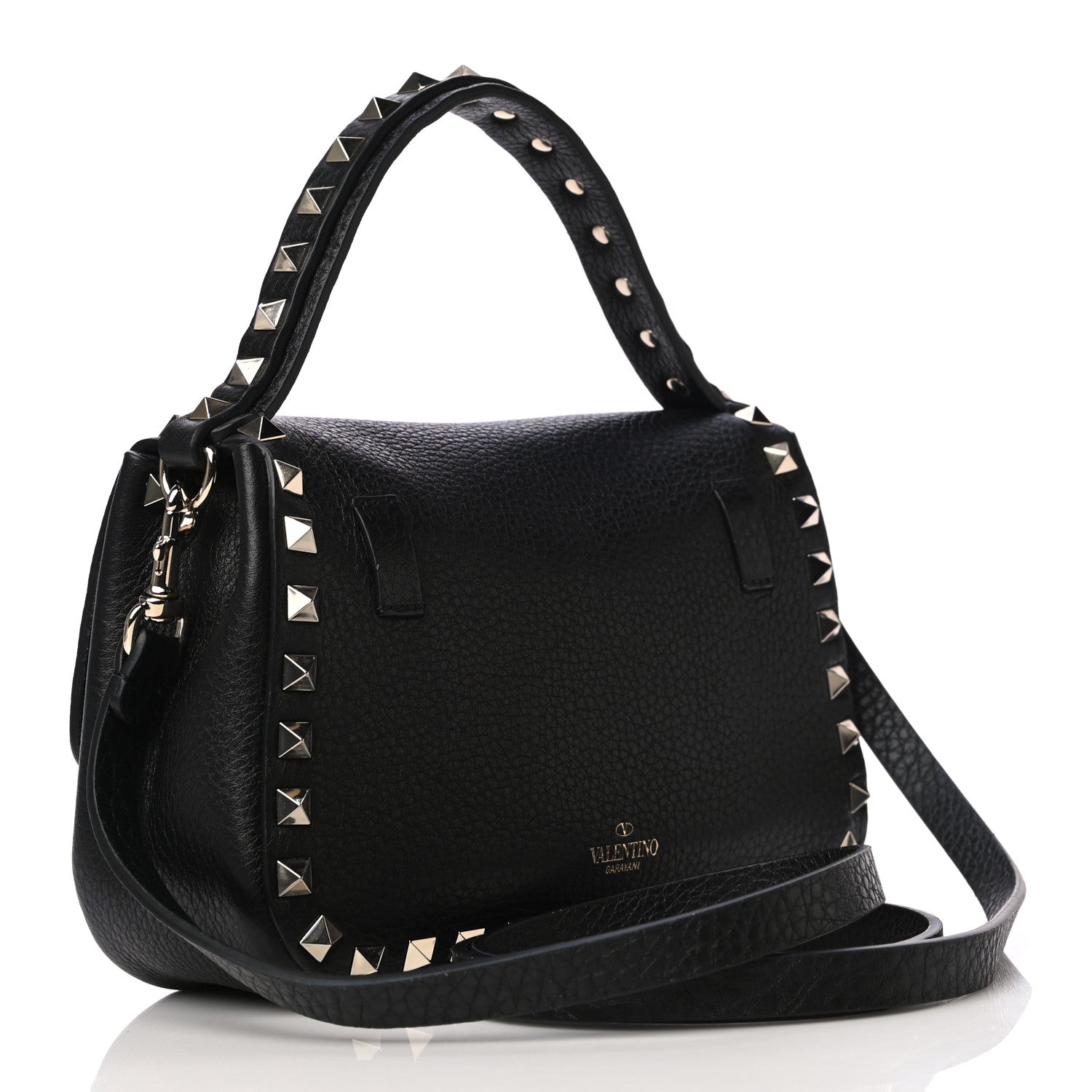 Valentino Garavani Grainy Calfskin Small Rockstud Top Handle Bag Black 4 of 10
