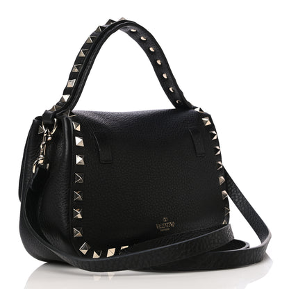 Valentino Garavani Grainy Calfskin Small Rockstud Top Handle Bag Black 4 of 10