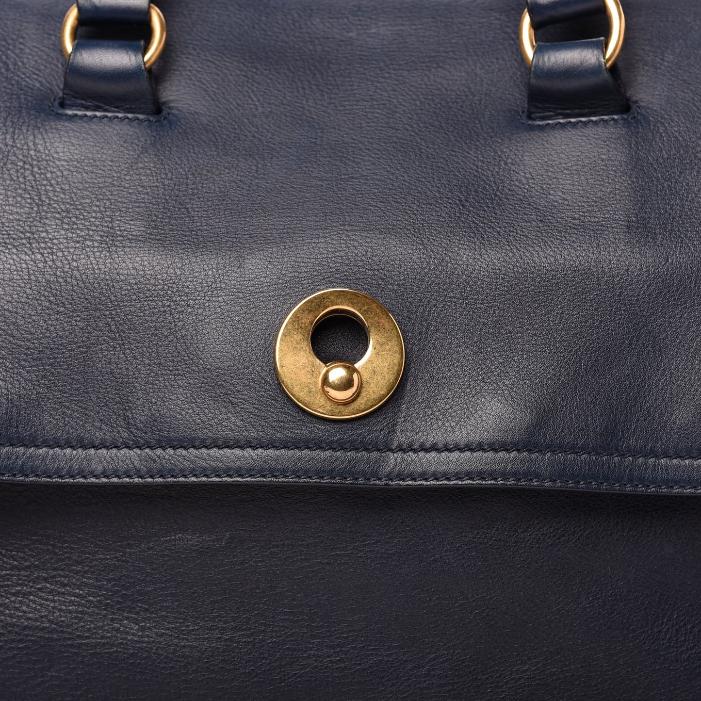 Calfskin Canvas Large Muse Two Navy