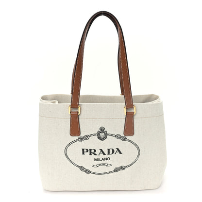 Prada Canvas Shopping Logo Tote Naturale 1 of 9