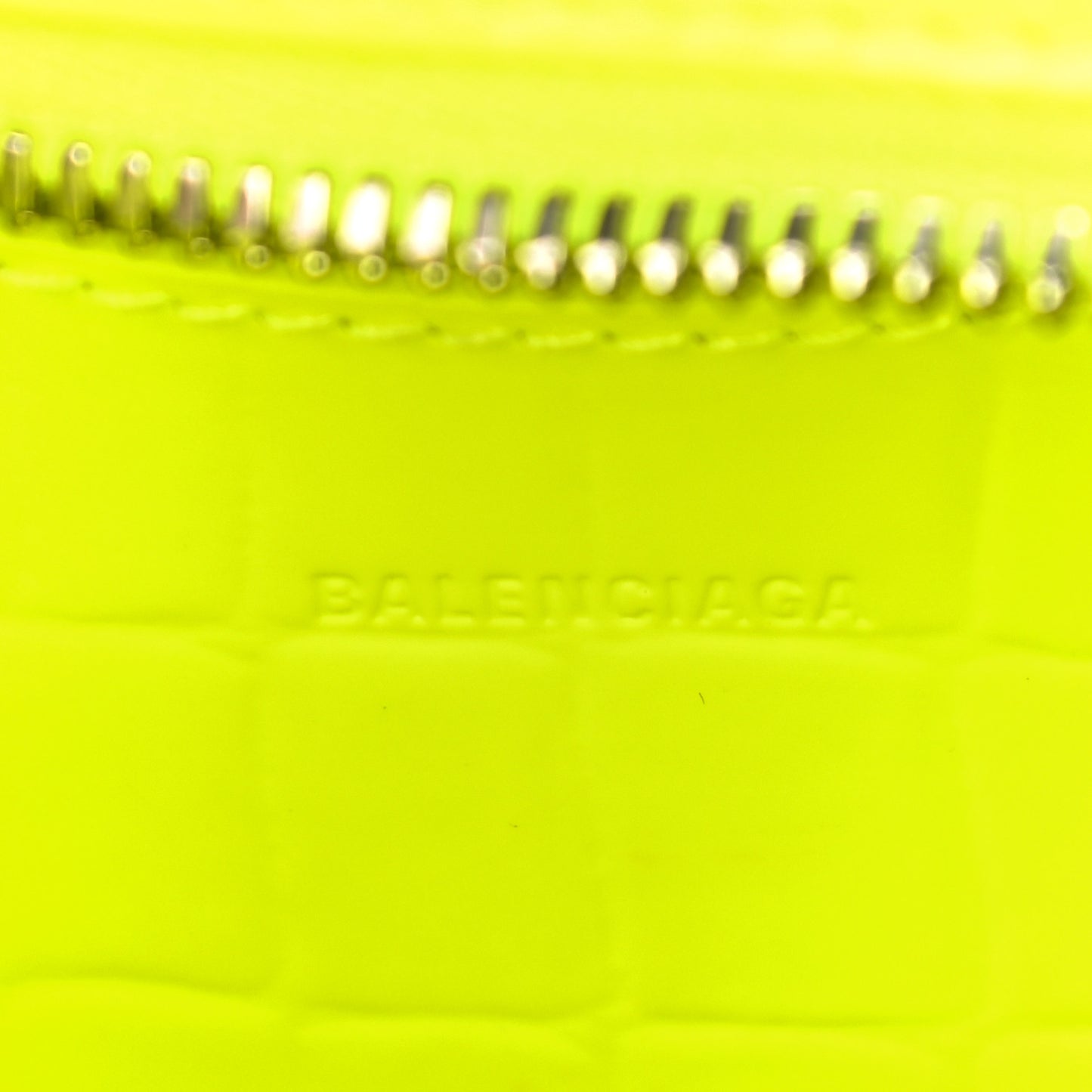Semi Shiny Calfskin Crocodile Embossed Neo Classic Silver Hardware Mini City Fluo Yellow