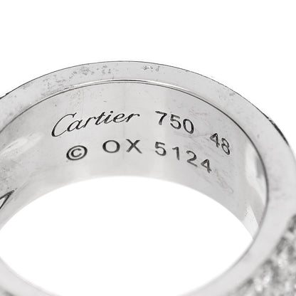 Cartier 18K White Gold Diamond 5 Row Half Paved Band Ring 48 4.5 4 of 5