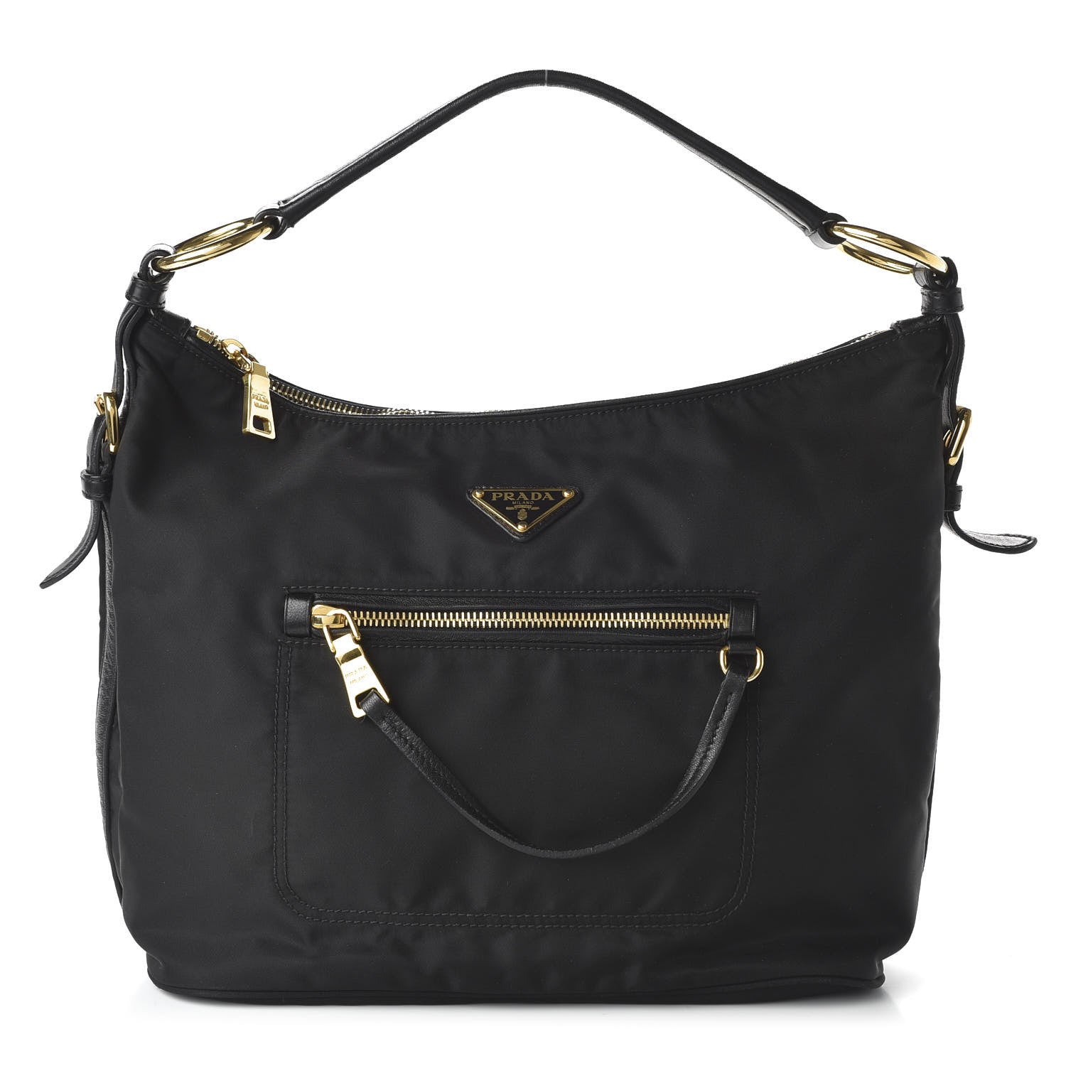 Prada Tessuto Nylon Nappa Hobo Black 1 of 9