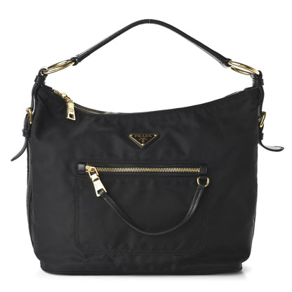 Prada Tessuto Nylon Nappa Hobo Black 1 of 9