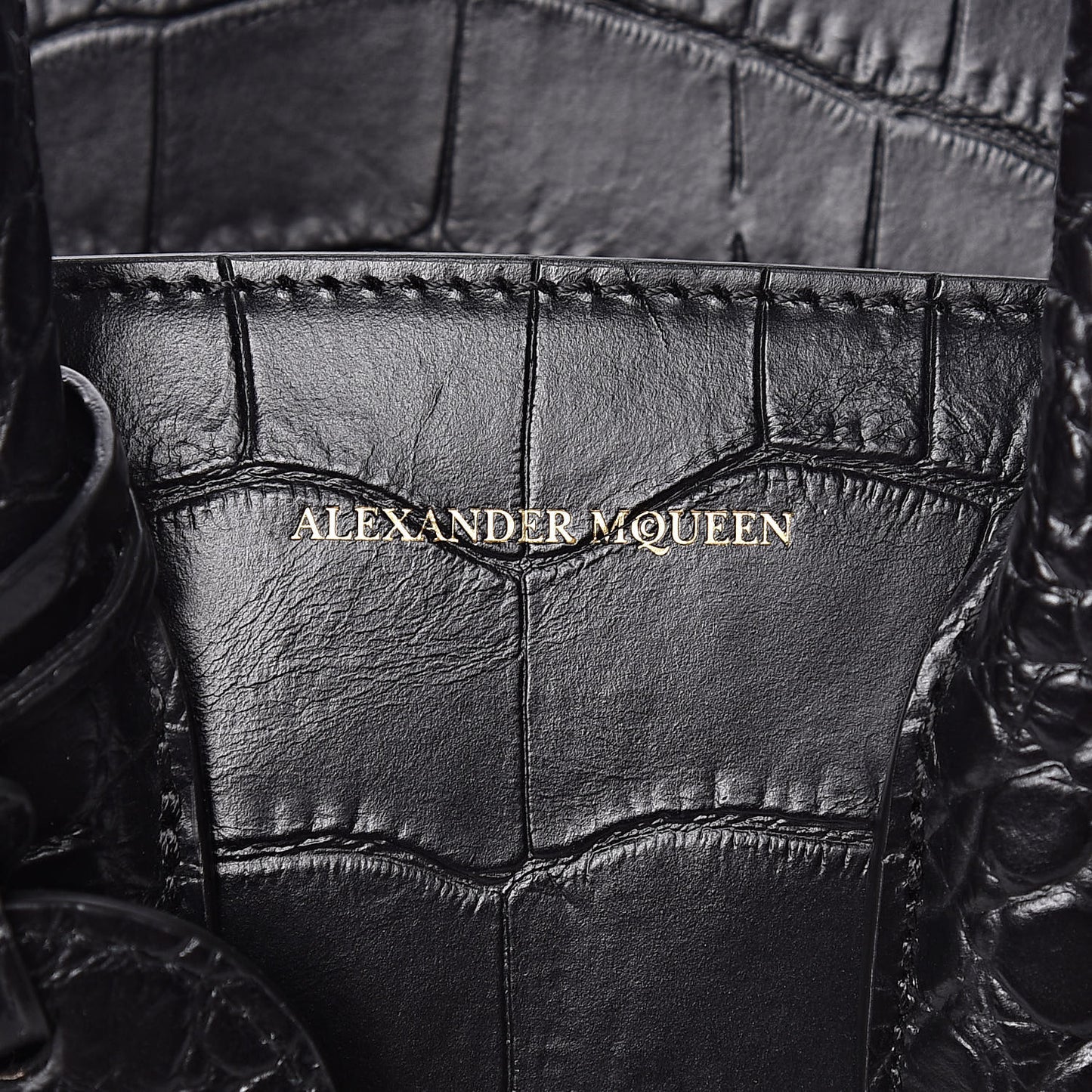 Calfskin Crocodile Embossed Mini Heroine 21 Black