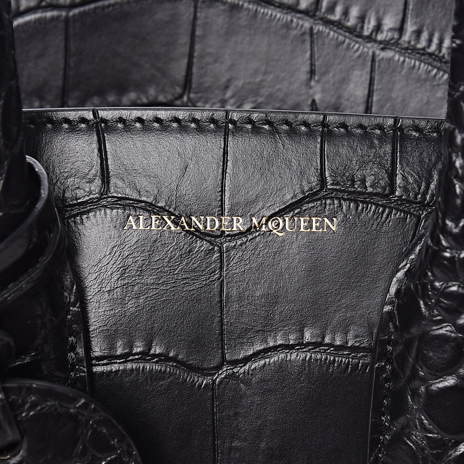 Alexander McQueen Calfskin Crocodile Embossed Mini Heroine 21 Black 7 of 10