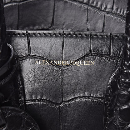 Alexander McQueen Calfskin Crocodile Embossed Mini Heroine 21 Black 7 of 10