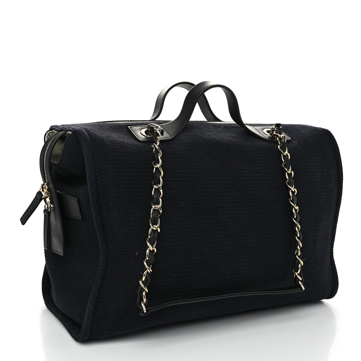 Chanel Mixed Fibers Large Deauville Bowling Bag  Black 3 of 10