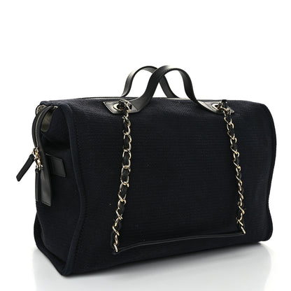Chanel Mixed Fibers Large Deauville Bowling Bag  Black 3 of 10