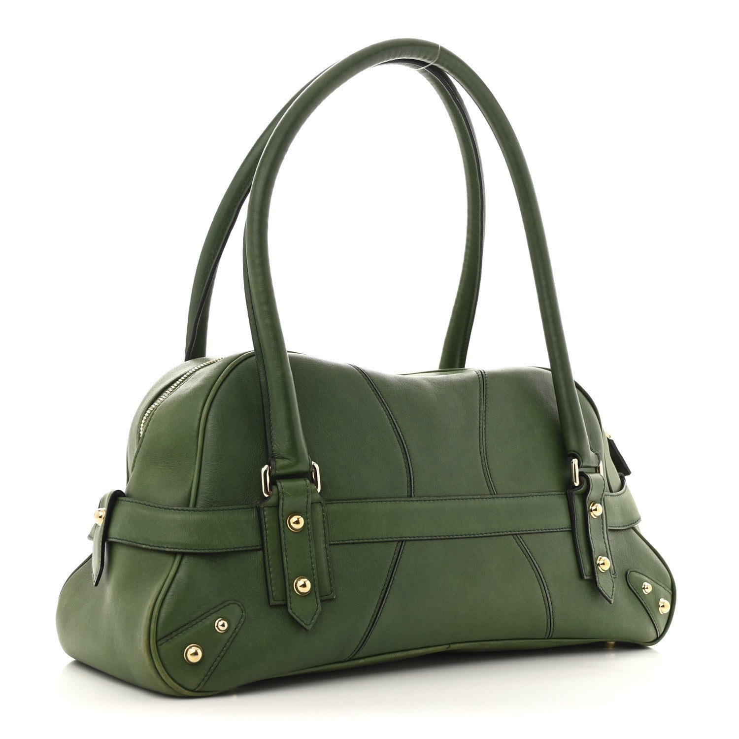 Gucci Calfskin Large Horsebit Chain Satchel Green 3 of 15